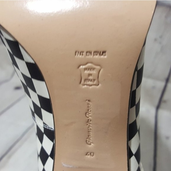 💯 Gianvito Rossi/Altzuzarra Black and White Buffalo Checkered Heels - Picture 9 of 14